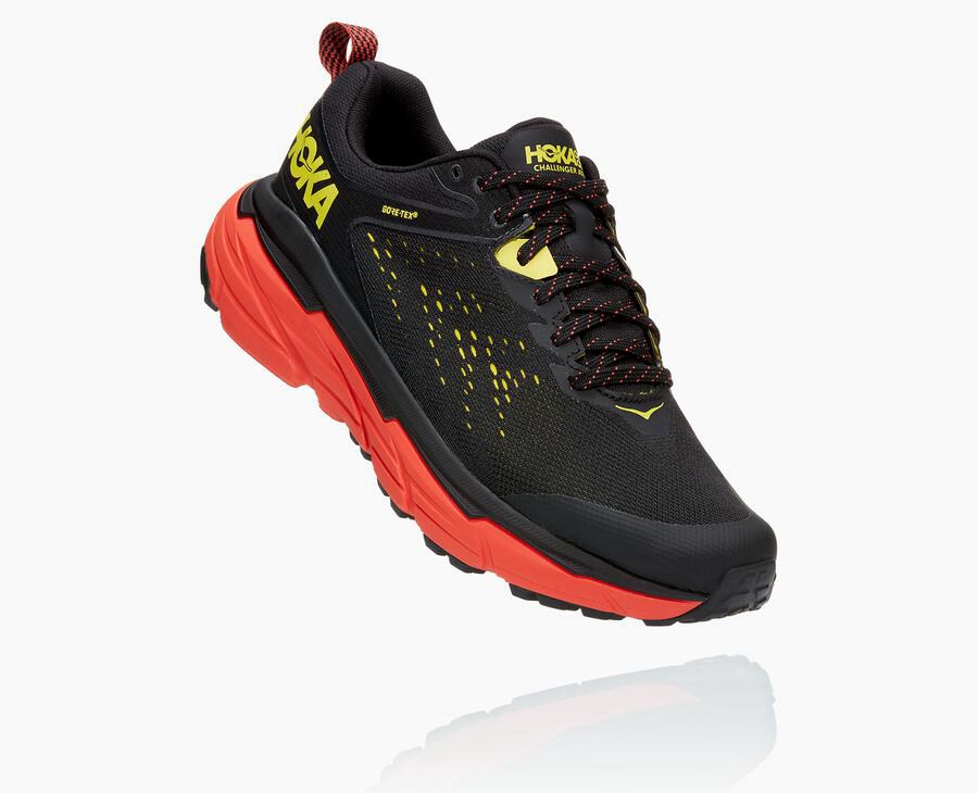 Tenis Hoka One One Trail Hombre Negros/Rojos - Challenger Atr 6 Gore-Tex - NXAY40831